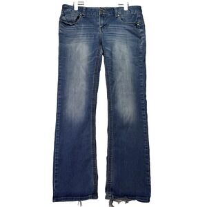 Amethyst Women's Blue Jeans 13 Distressed Faded Embellished Boot Cut